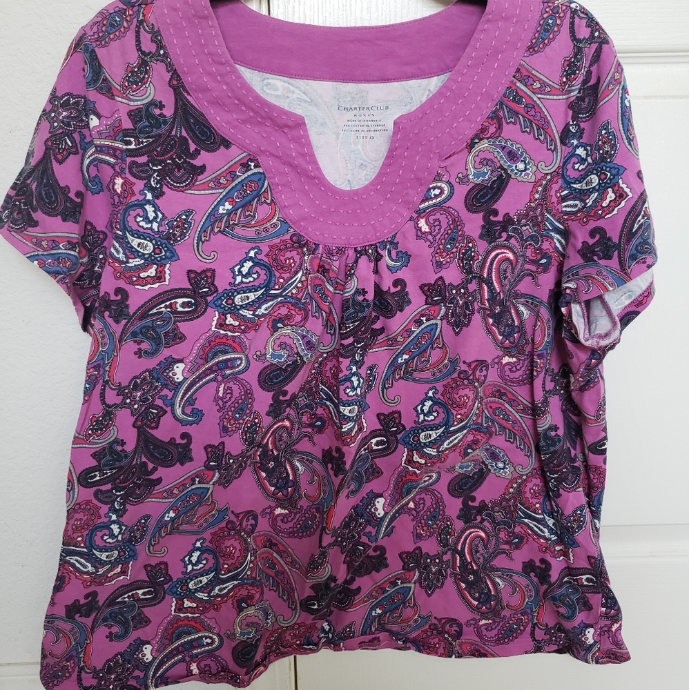 Charter Club Pink/Paisley print top